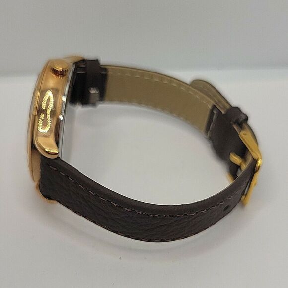 Fossil Women’s Gold-Tone Crystal Dial Leather Strap Watch - Brown main image 4